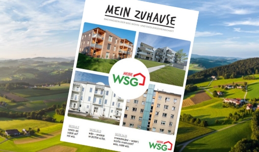 Das WSG-Magazin "Mein Zuhause", im Hintergrund eine Landschaftsaufnahme